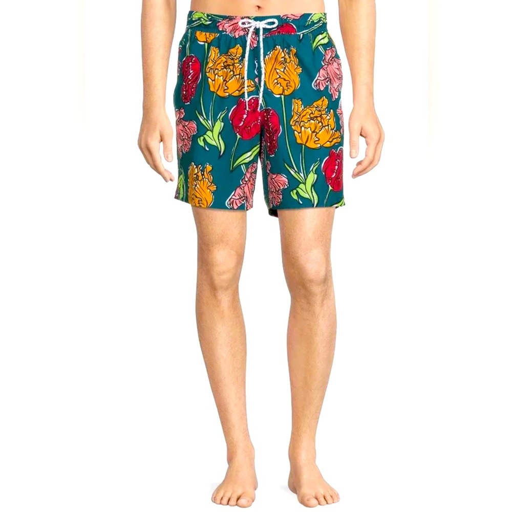 George Size M (32-34) Men's 7" Swim Trunks  With Stretch UPF 50+ Antique Teal